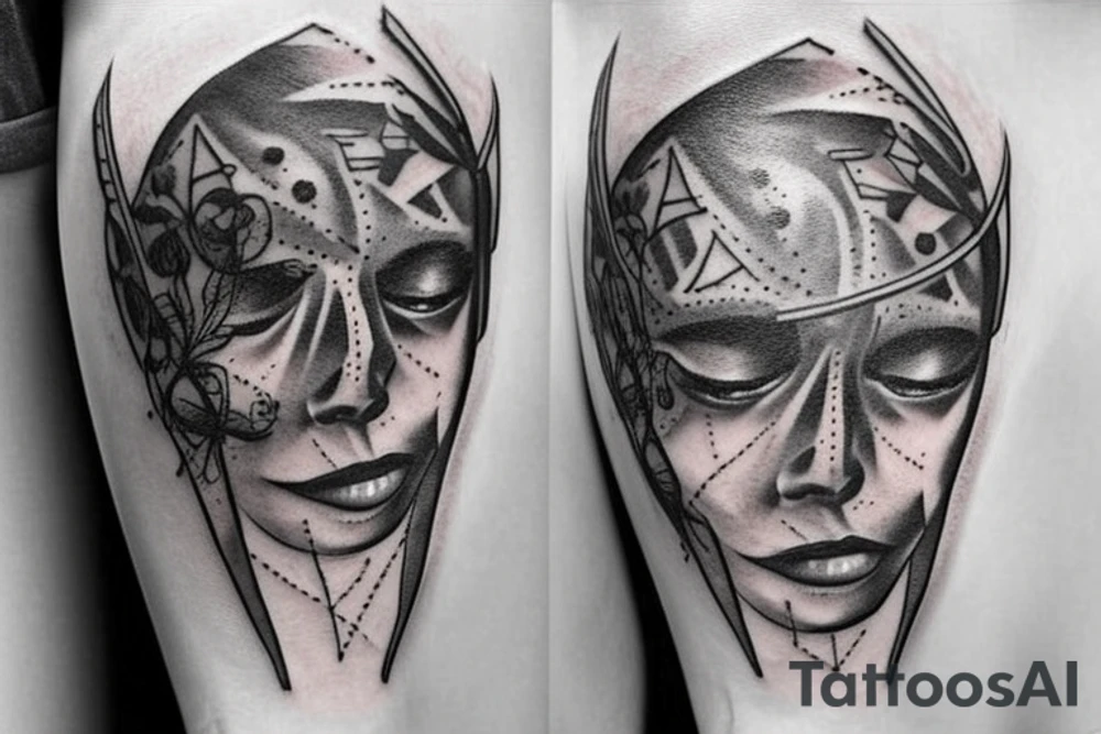 Long sword piercing through a brain tattoo idea