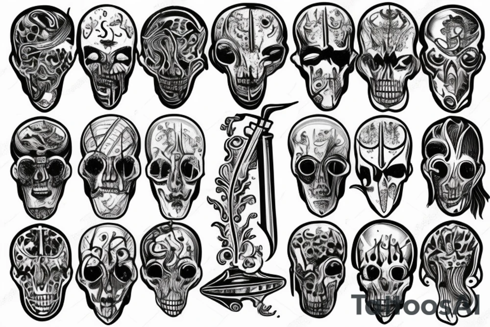 Long sword piercing through a brain tattoo idea