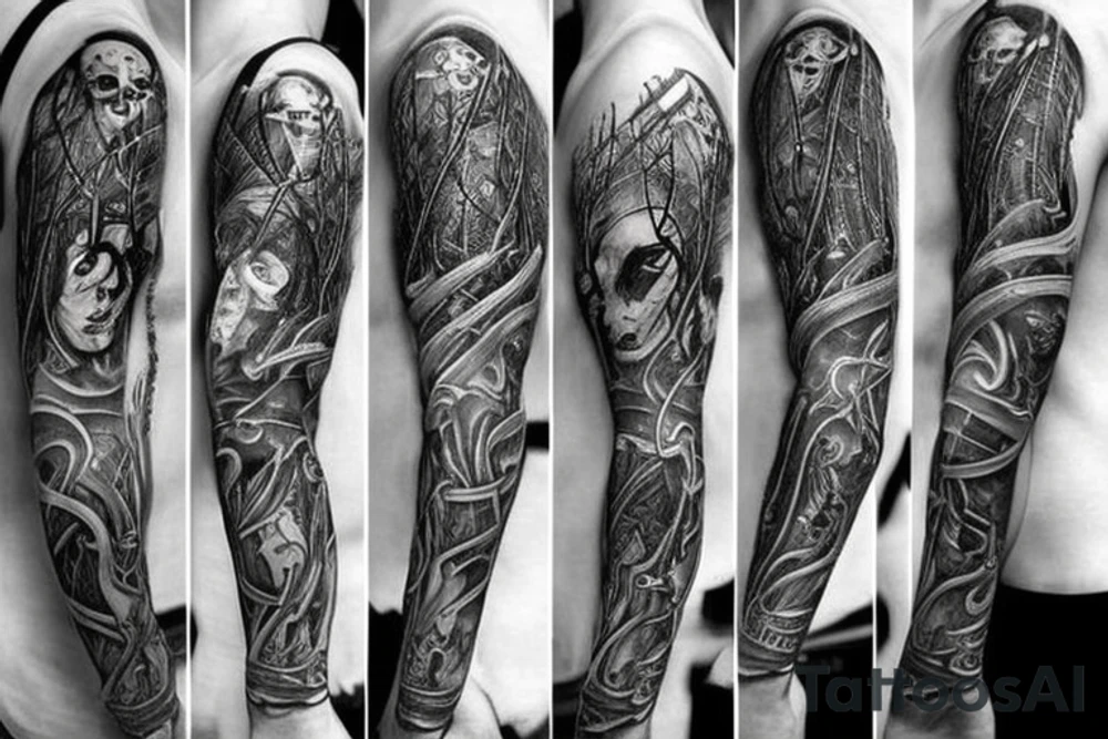 Long sword piercing through a brain tattoo idea