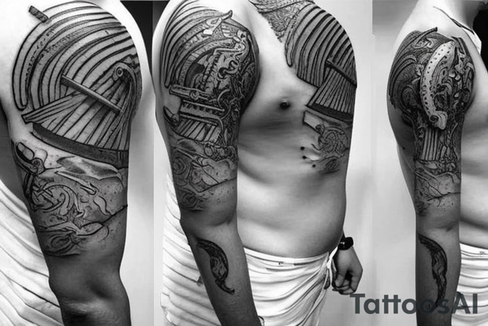 Long sword piercing through a brain tattoo idea
