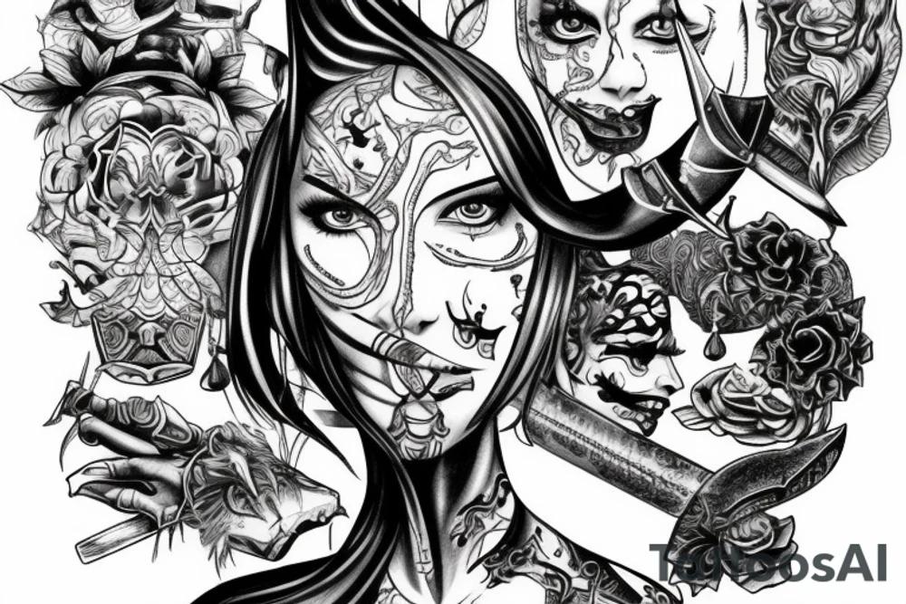 Long sword piercing through a brain tattoo idea