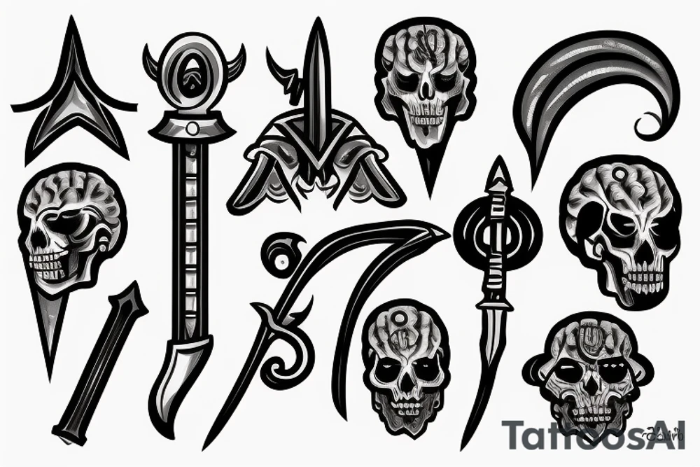 Long sword piercing through a brain tattoo idea