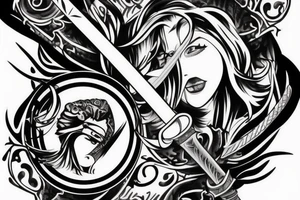 Long sword piercing through a brain tattoo idea