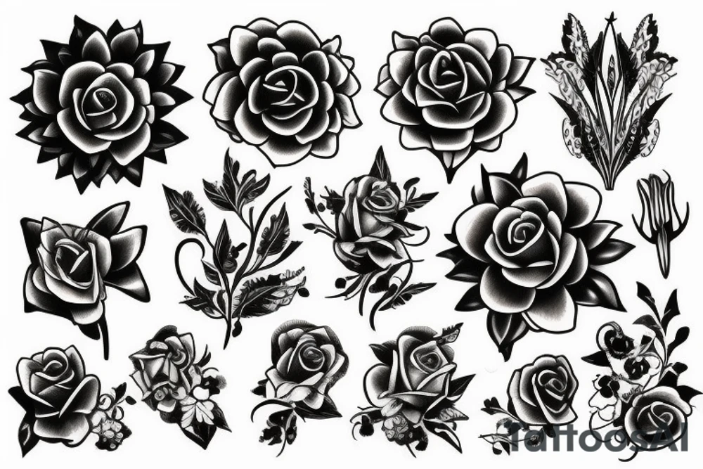 Gothic flower tattoo idea