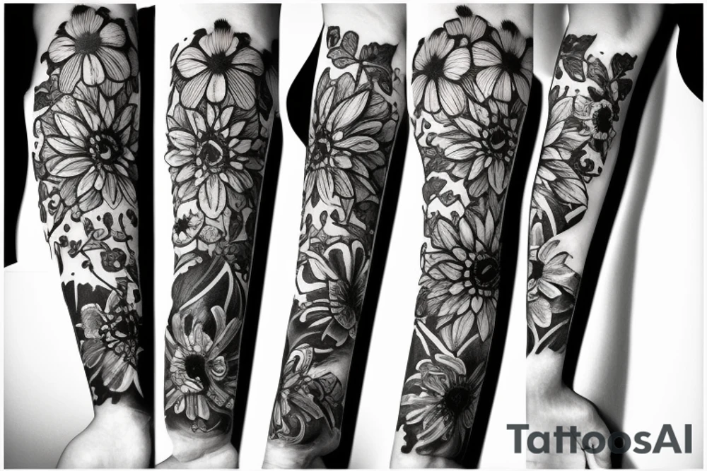 Gothic flower tattoo idea