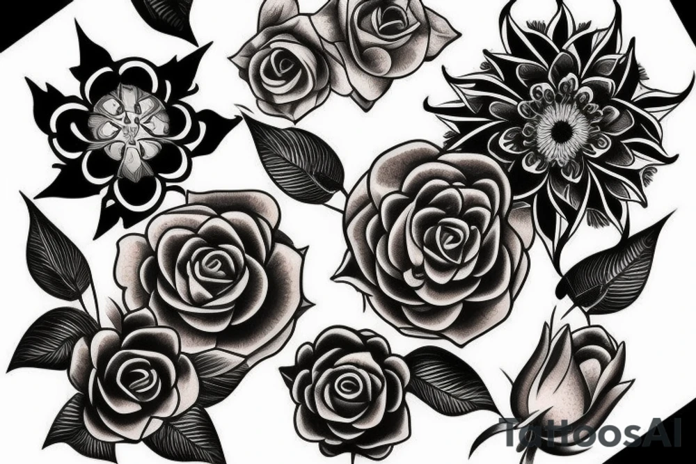 Gothic flower tattoo idea