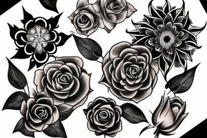 Gothic flower tattoo idea