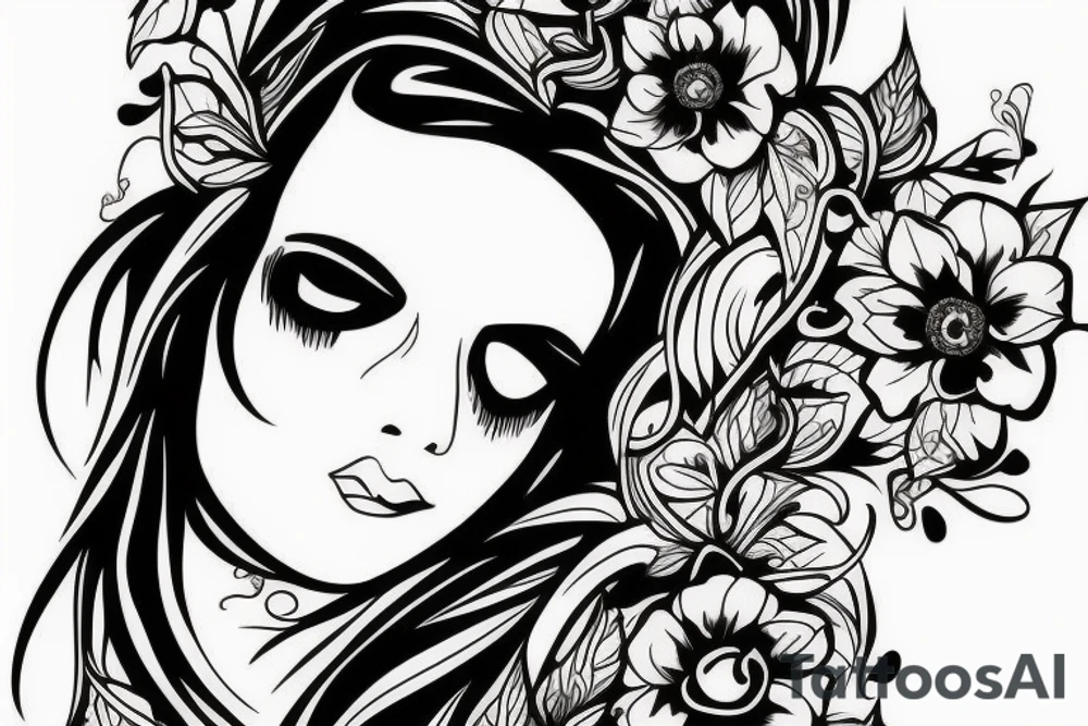 Gothic flower tattoo idea
