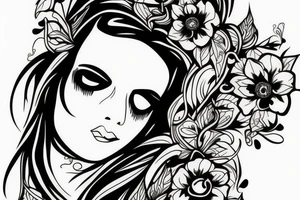 Gothic flower tattoo idea