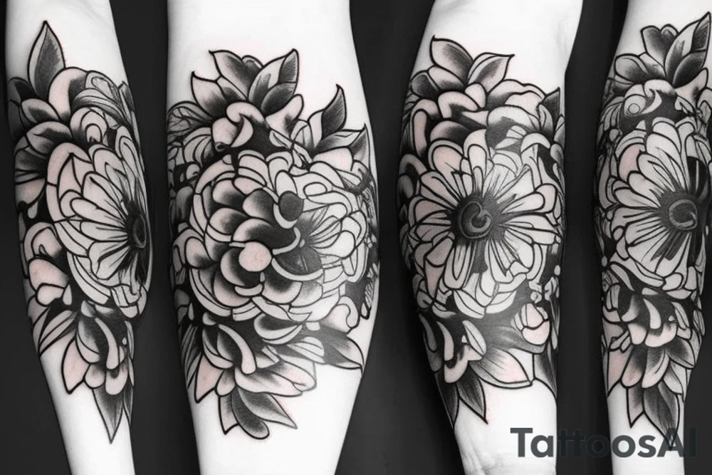 Gothic flower tattoo idea