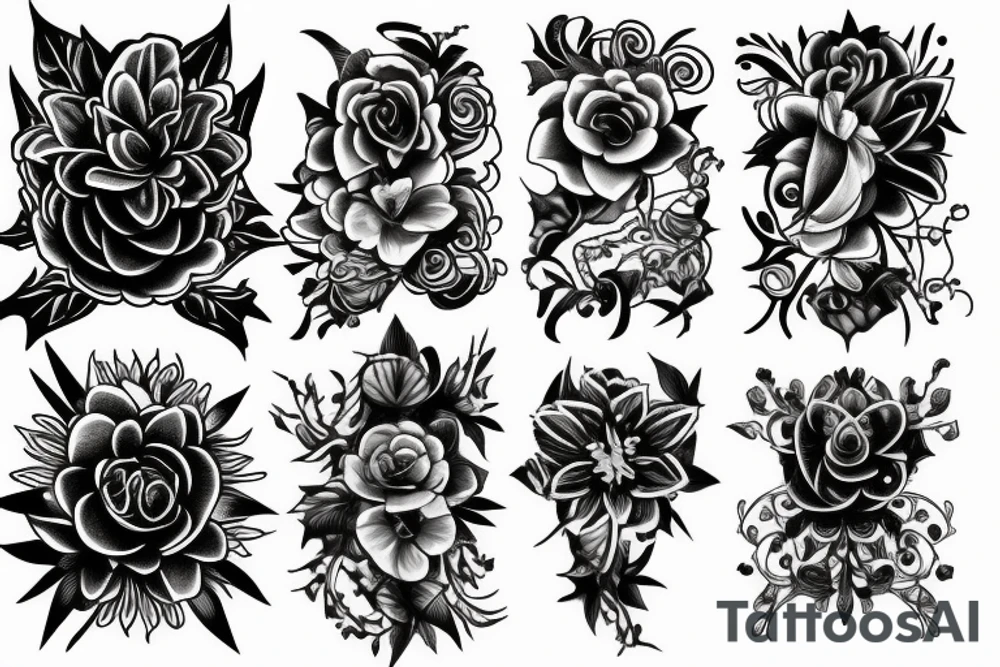 Gothic flower tattoo idea