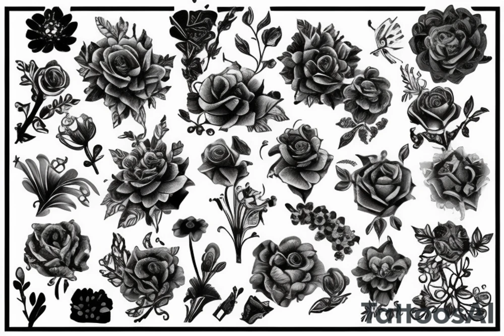 Gothic flower tattoo idea
