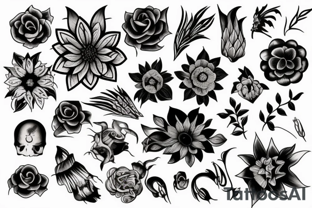 Gothic flower tattoo idea