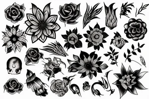 Gothic flower tattoo idea