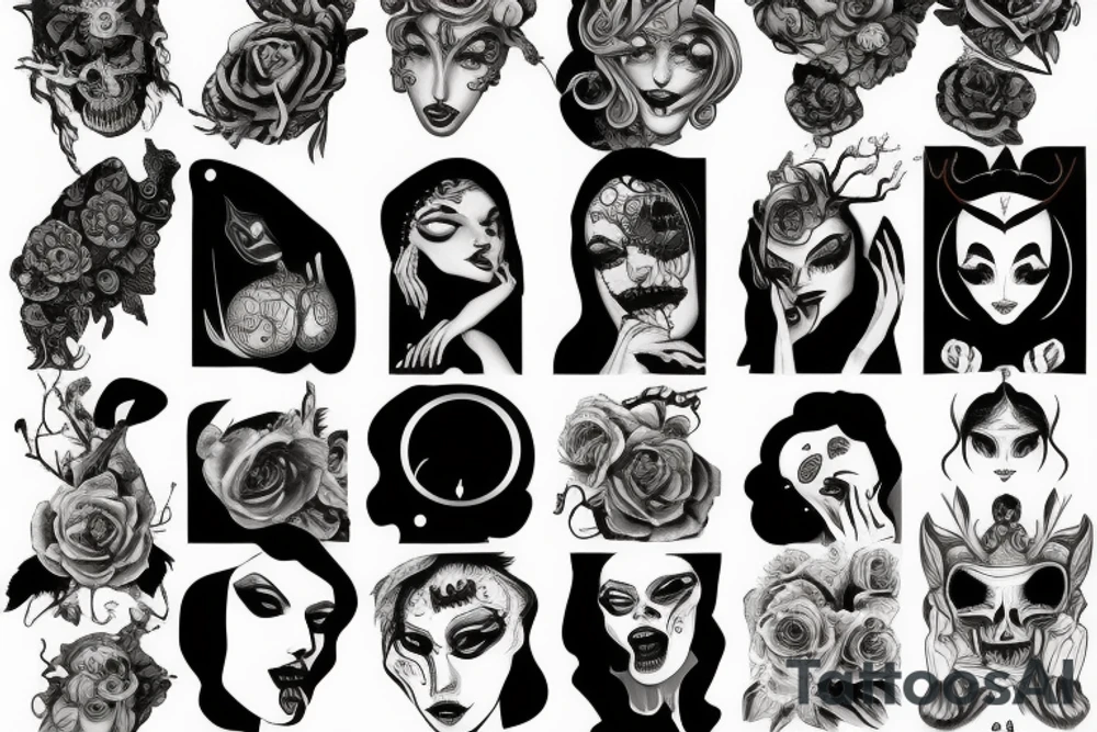 Scary woman tattoo idea