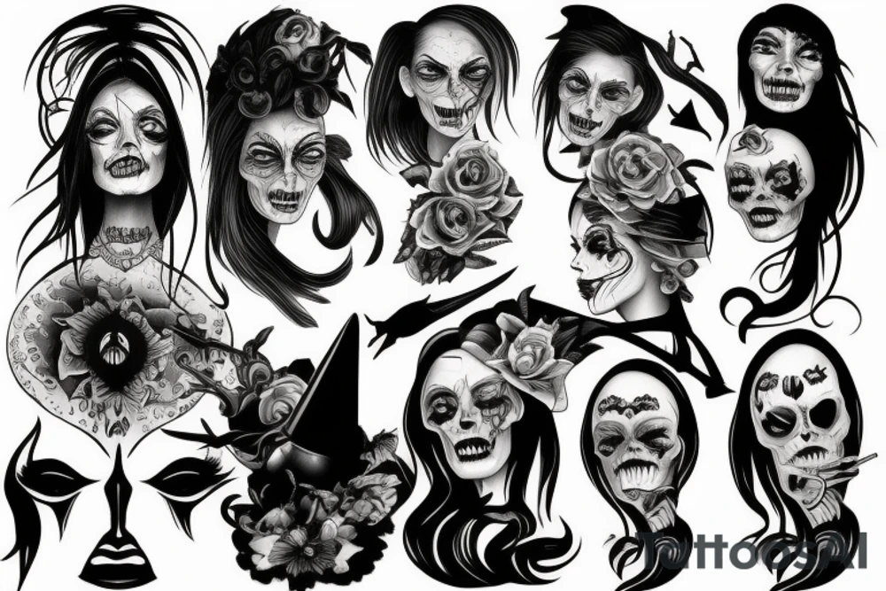 Scary woman tattoo idea