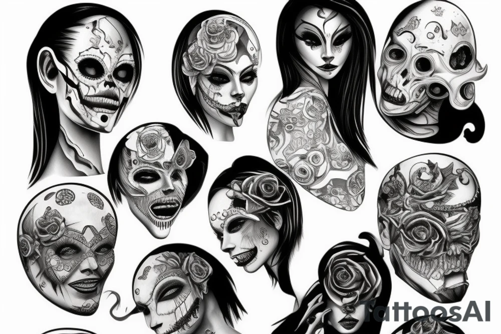 Scary woman tattoo idea