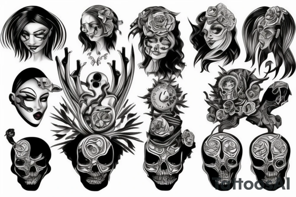 Scary woman tattoo idea