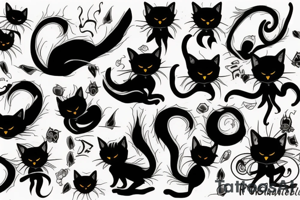 Black cat vampire tattoo idea