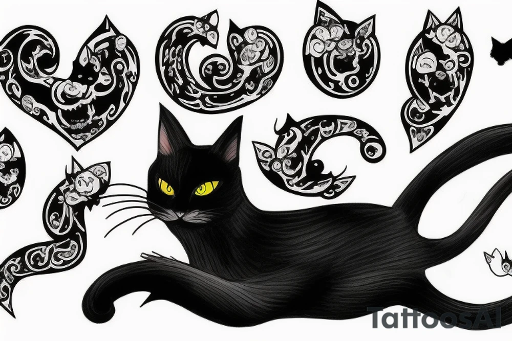 Black cat vampire tattoo idea