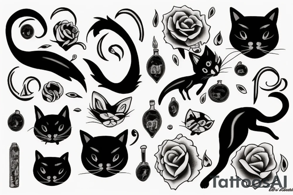 Black cat vampire tattoo idea