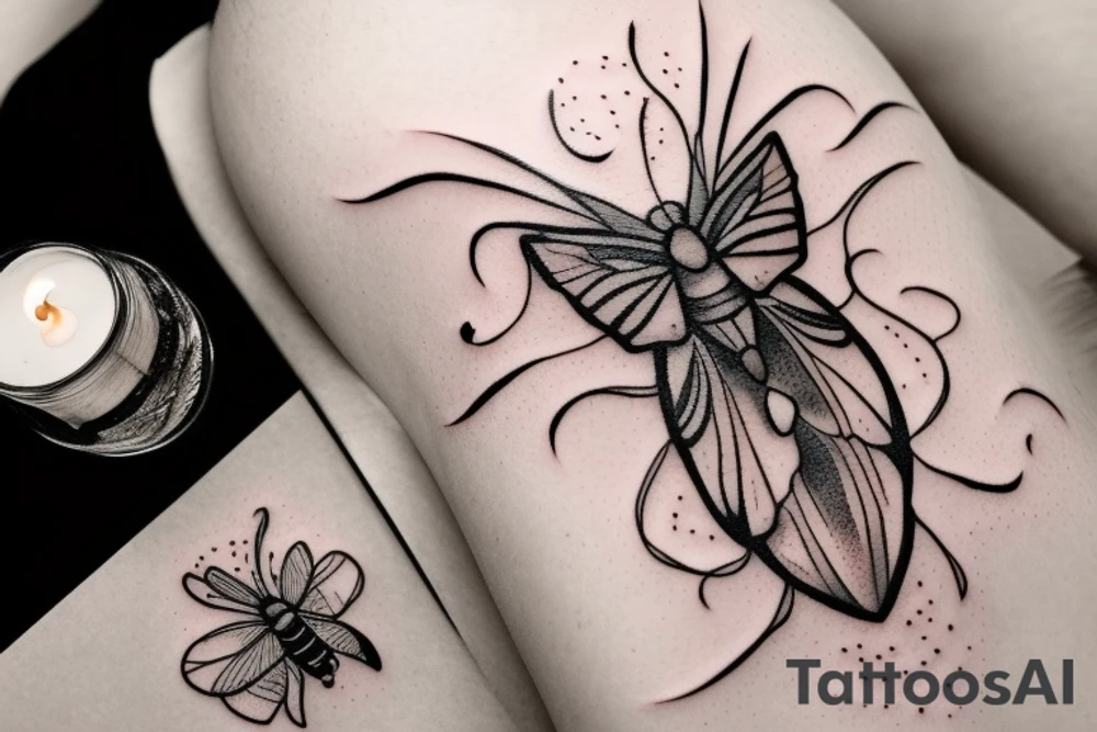 Moth and candle tattoo idea