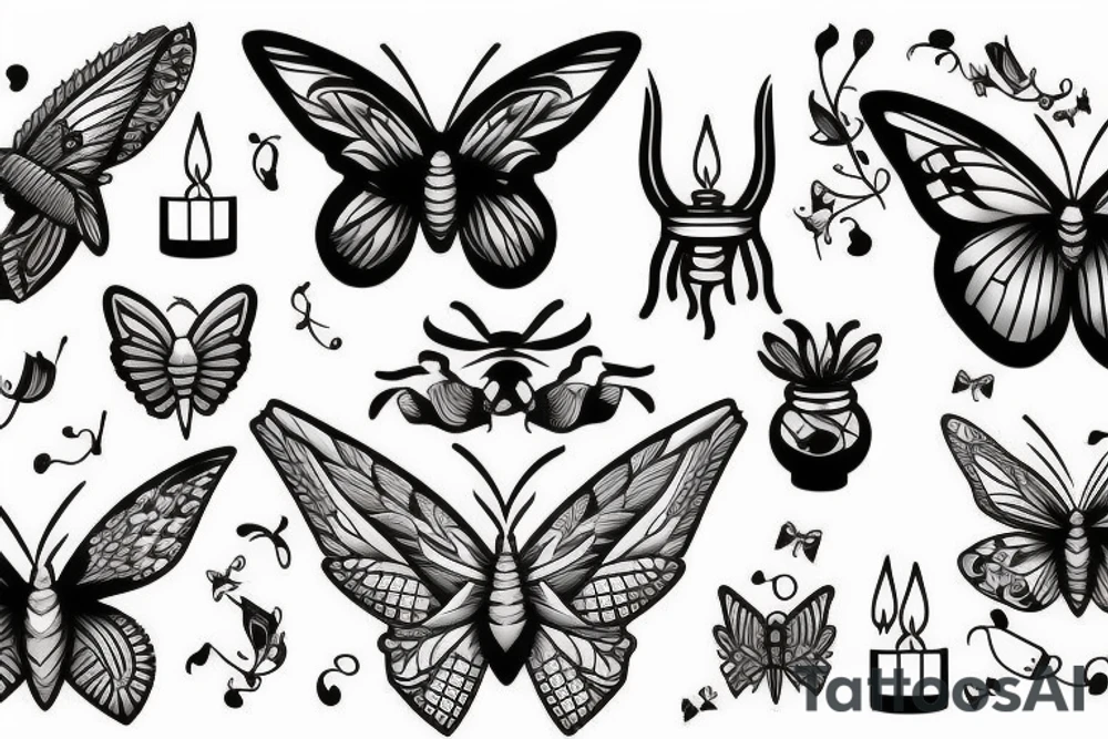 Moth and candle tattoo idea