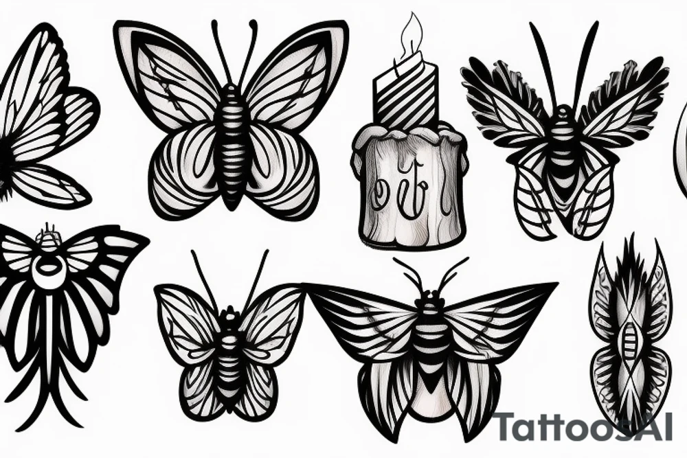 Moth and candle tattoo idea