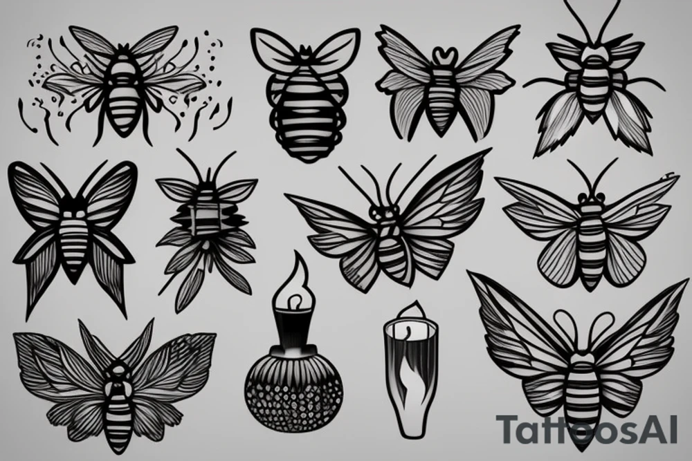 Moth and candle tattoo idea