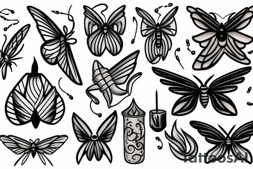 Moth and candle tattoo idea