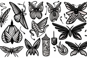 Moth and candle tattoo idea