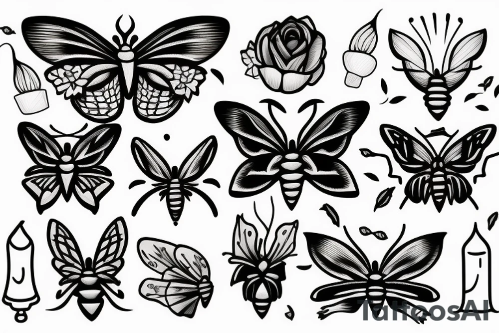 Moth and candle tattoo idea