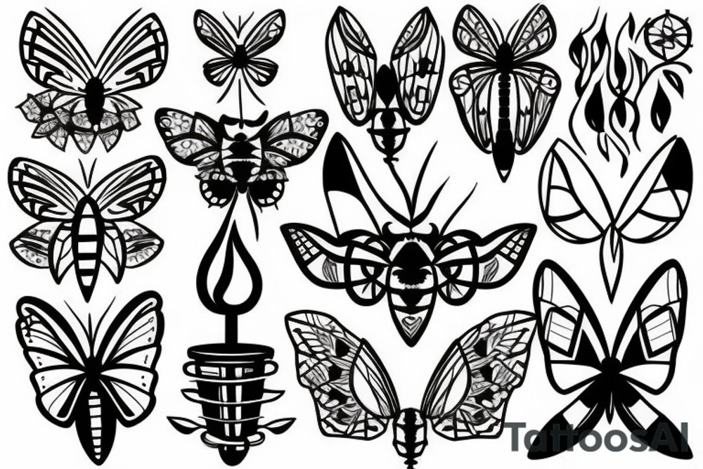 Moth and candle tattoo idea