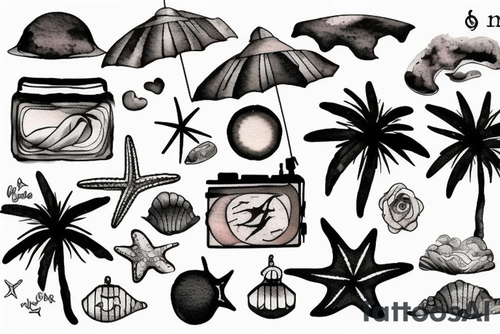 Beach at night tattoo idea