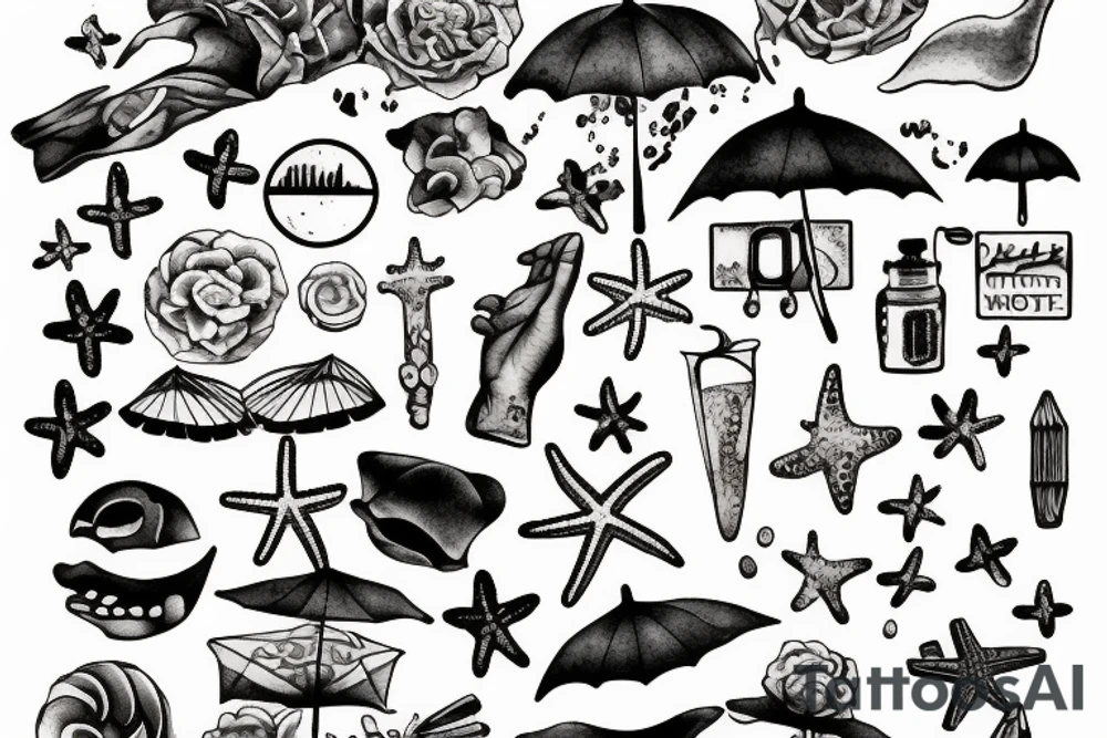 Beach at night tattoo idea