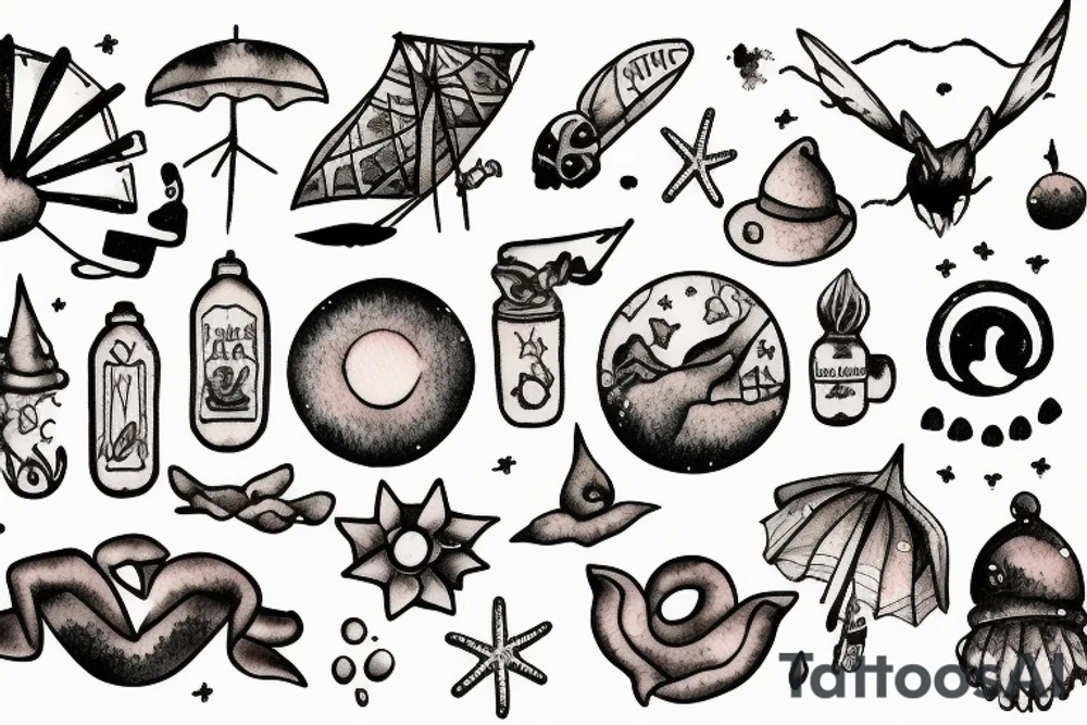 Beach at night tattoo idea
