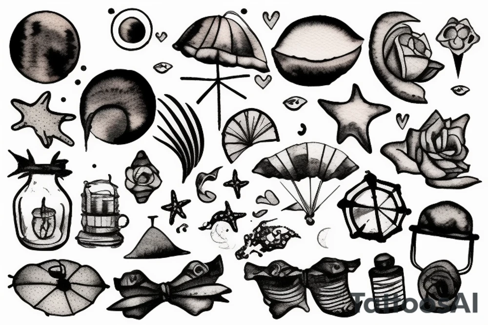 Beach at night tattoo idea