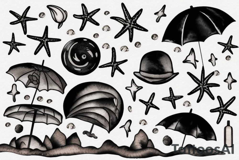 Beach at night tattoo idea