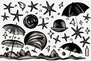 Beach at night tattoo idea