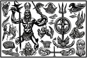 Poseidon holding a trident tattoo idea