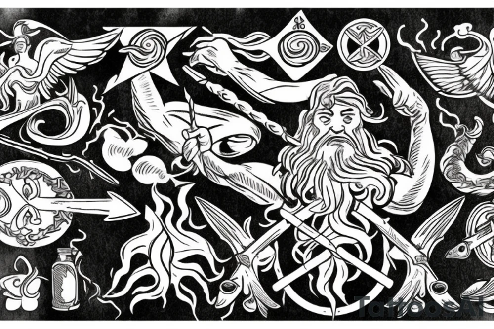 Poseidon holding a trident tattoo idea