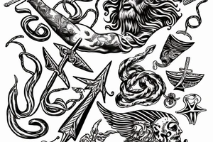 Poseidon holding a trident tattoo idea