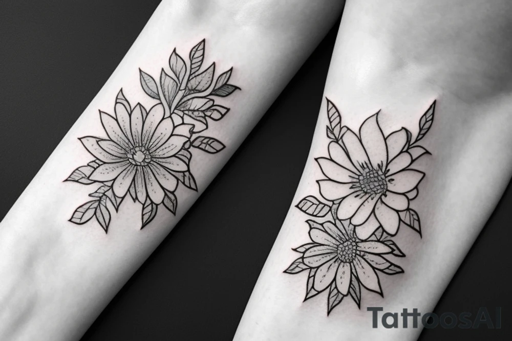 January and September flower tattoo with “we’ll be alright” phrase tattoo idea