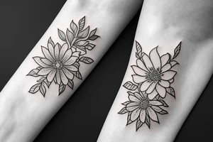 January and September flower tattoo with “we’ll be alright” phrase tattoo idea