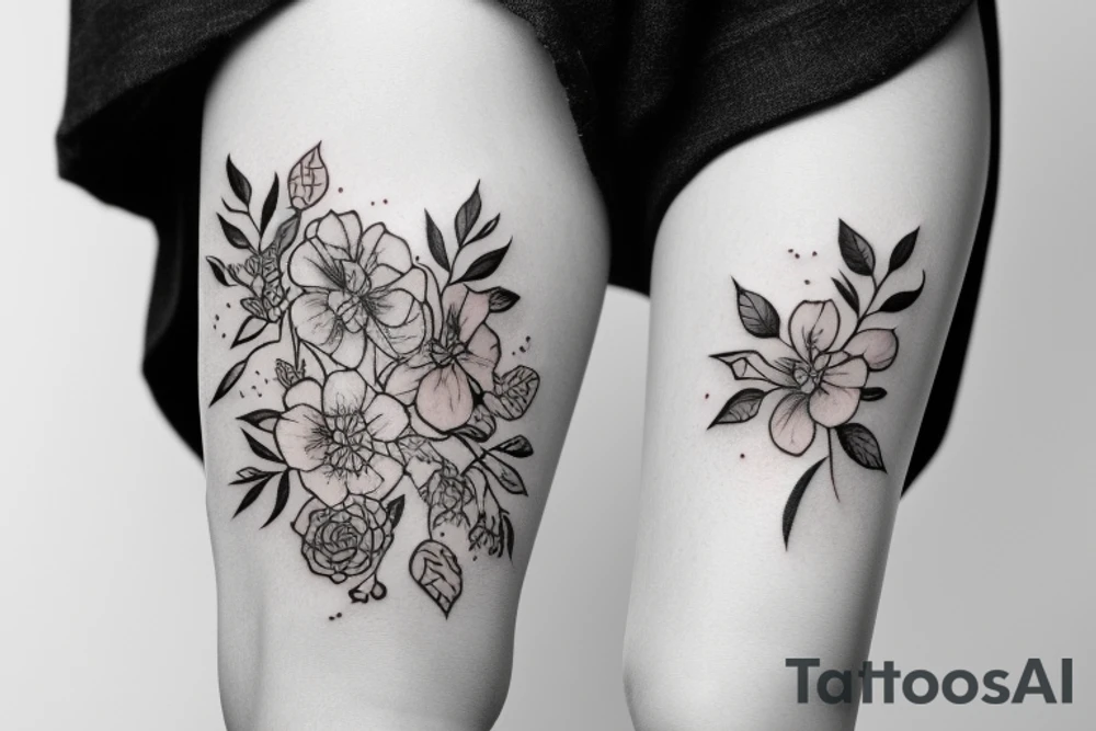 January and September flower tattoo with “we’ll be alright” phrase tattoo idea