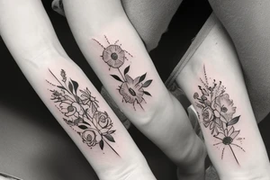 January and September flower tattoo with “we’ll be alright” phrase tattoo idea