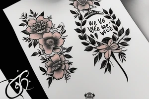 January and September flower tattoo with “we’ll be alright” phrase tattoo idea