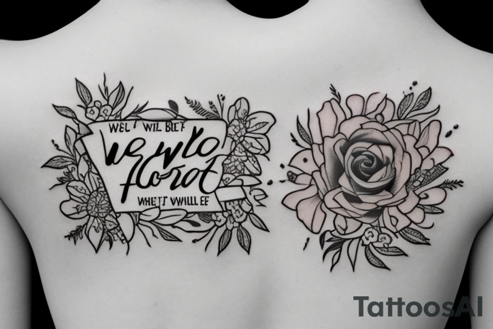 January and September flower tattoo with “we’ll be alright” phrase tattoo idea