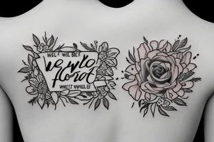 January and September flower tattoo with “we’ll be alright” phrase tattoo idea
