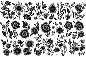 Fine line January and September birth flower bouquet tattoo with “we’ll be alright” phrase tattoo idea